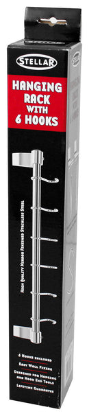 Premium Stainless Steel 42cm Hanging Rack and Six Hooks