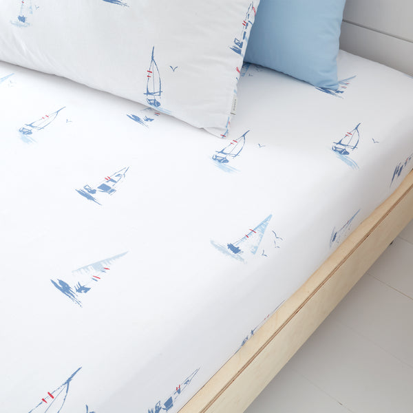 Sailing Boats Fitted Sheet Cot