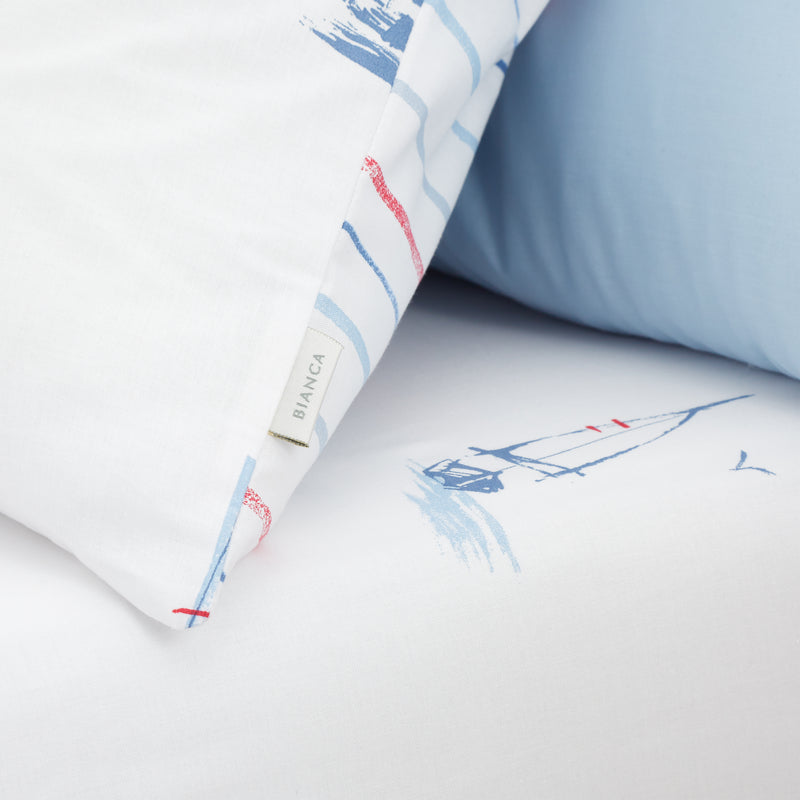 Sailing Boats Fitted Sheet - Blue