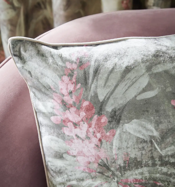 Anthea Floral Velour Green Cushion