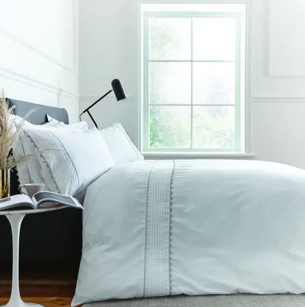 Ric Rac Egyptian Cotton Duvet Cover Set - White