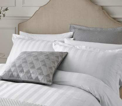 Modern Deco Stripe Duvet Cover Set - White