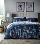 Linear Floral Duvet Cover Set - Navy