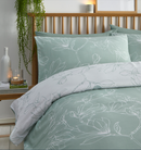 Linear Floral Duvet Cover Set - Green