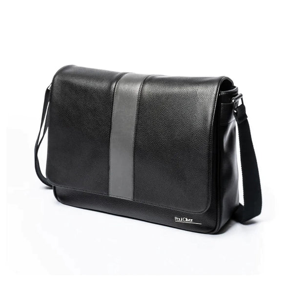 Graphite Stripe Messenger Bag - Black