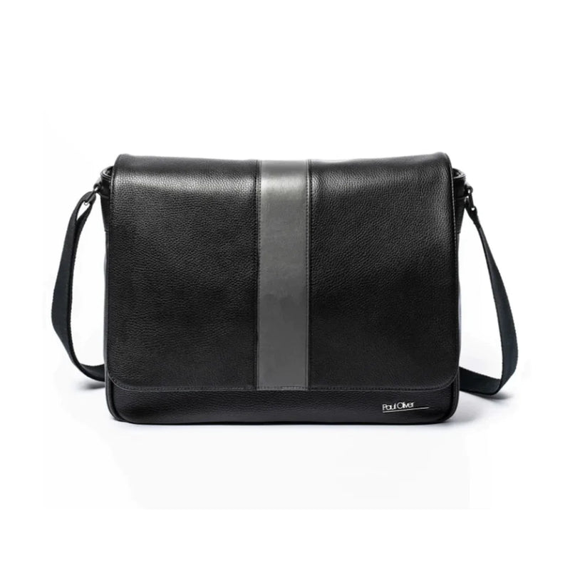 Graphite Stripe Messenger Bag - Black