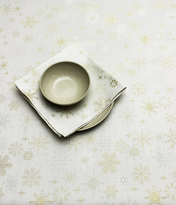 Snow Crystal Tablecloth Champagne 67x100in