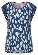 Lace Shoulder Shirt - Foggy Blue