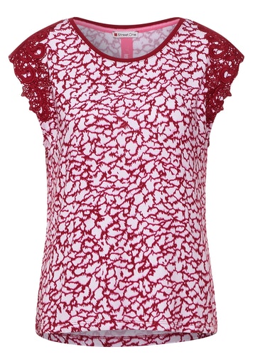 Lace Shoulder Shirt - Gentle Red