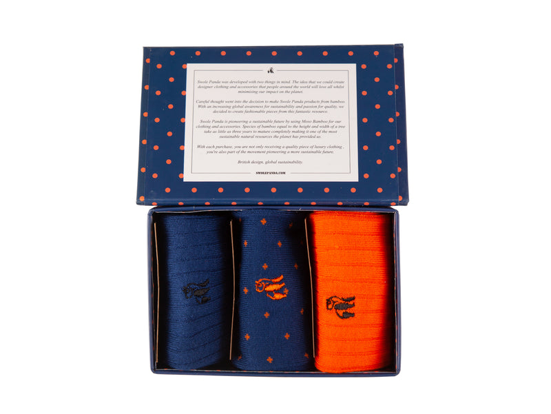 3 Pairs Gift Box - Orange/blue