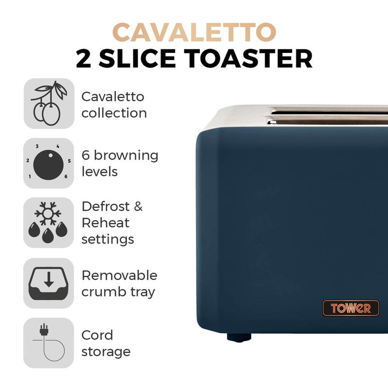 Cavaletto 2 Slice Toaster - Blue