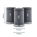 Belle Set 3 Canisters - Grey
