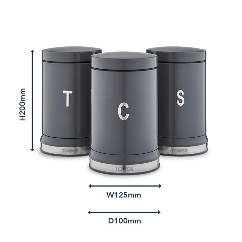 Belle Set 3 Canisters - Grey