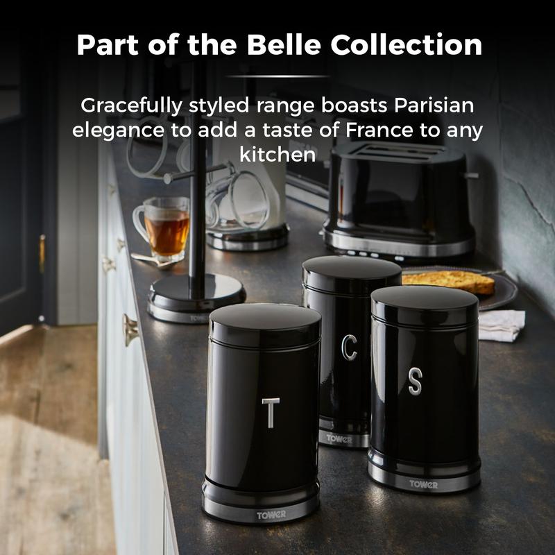 Belle Set of 3 Canisters - Black