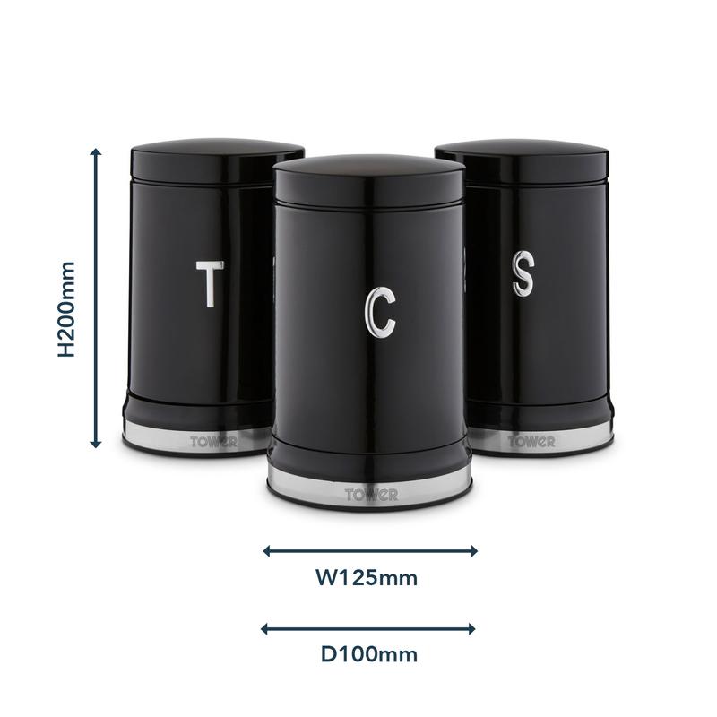 Belle Set of 3 Canisters - Black