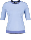 Short Sleeve Round Neck Jumper - Blue
