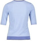Short Sleeve Round Neck Jumper - Blue