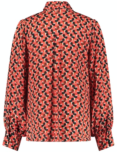 Retro Perspective Print Blouse - Red