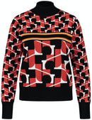 Retro Perspective High Neck Knit - Red