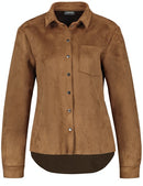 Retro Perspective Suede Blouse - Brown