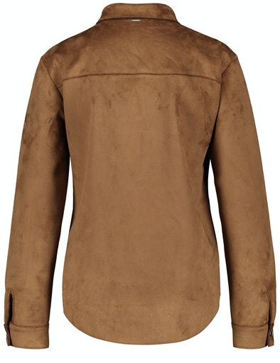 Retro Perspective Suede Blouse - Brown