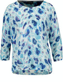 Caribbean Blue 3/4 Sleeve Print Jumper - Blue Curacao
