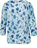 Caribbean Blue 3/4 Sleeve Print Jumper - Blue Curacao