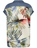 Jardin Tropical Back Print Blouse - Blue Denim