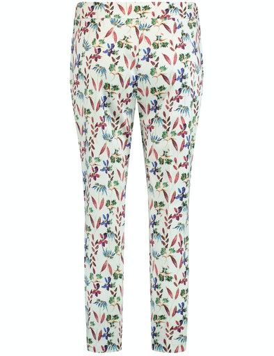 Jardin Tropical Print Crop Trouser - Off White