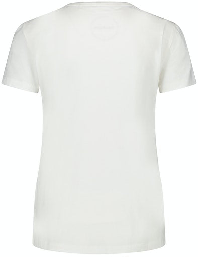 Caribbean Blue Print Front T-shirt - Off White