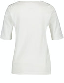 Caribbean Blue Print Front T-shirt - Off White