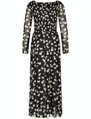 Spring Blossoming Jersey Dress - Black Pattern
