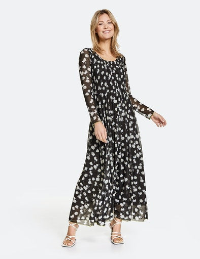 Spring Blossoming Jersey Dress - Black Pattern