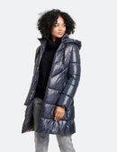 Hooded Long Padded Coat - Navy