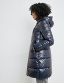 Hooded Long Padded Coat - Navy