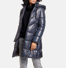 Hooded Long Padded Coat - Navy
