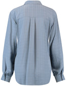 Concealed Buttons Long Sleeve Blouse - Foggy Air
