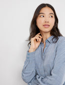 Concealed Buttons Long Sleeve Blouse - Foggy Air