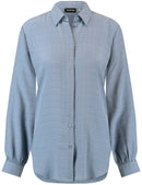 Concealed Buttons Long Sleeve Blouse - Foggy Air