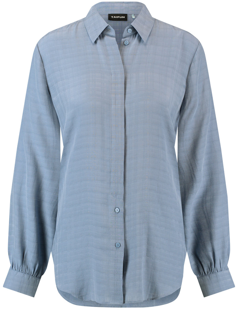 Concealed Buttons Long Sleeve Blouse - Foggy Air