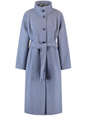 Belted Long Wool Coat - Foggy Air