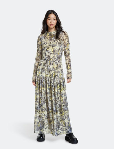 Print Long Sleeve Dress - Foggy Air