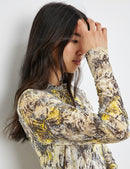 Print Long Sleeve Dress - Foggy Air