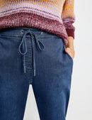 Drawstring Denim Jogger - Dark Blue