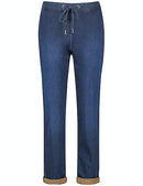 Drawstring Denim Jogger - Dark Blue