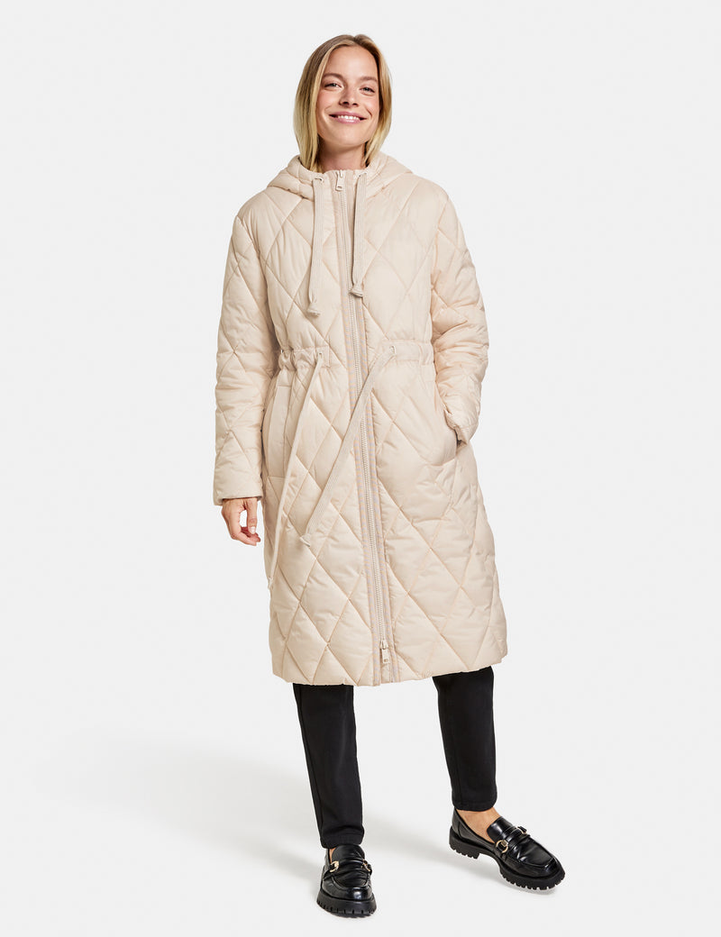 Quilted Coat - Almond