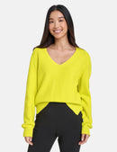 Glimpse Of Sunshine V-Neck Jumper - Vibrant Lime