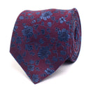 Silk Tie With Flower Design - Bordeaux