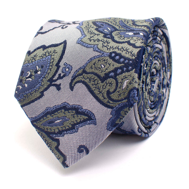 Paisley Design Silk Tie - Green