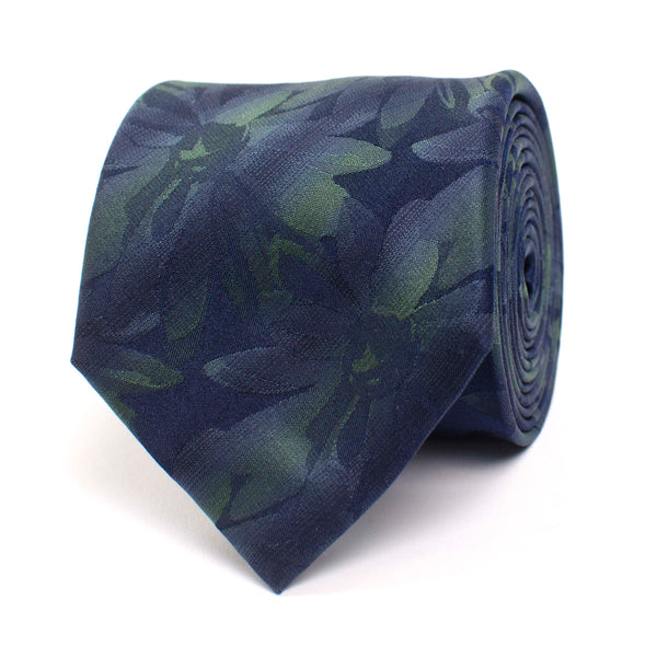 Silk Tie Fantasy Flower Design - Green